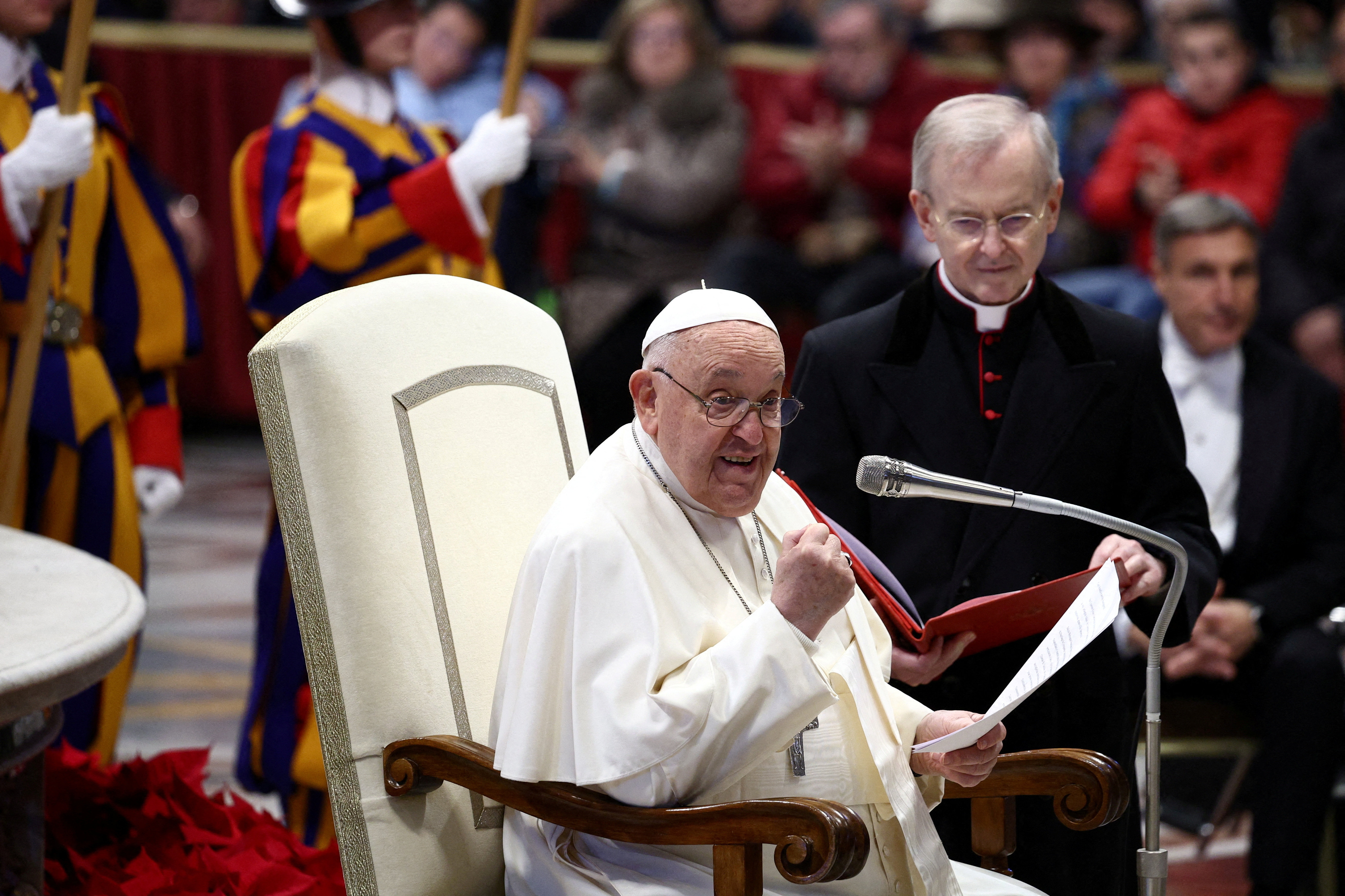 FILE PHOTO: Pope Francis meets the Italian pilgrims of the Camino de Santiago