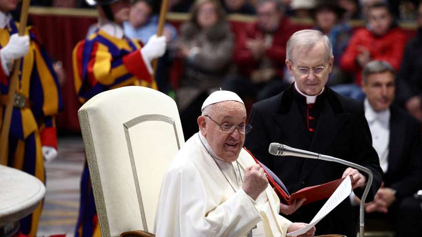 FILE PHOTO: Pope Francis meets the Italian pilgrims of the Camino de Santiago