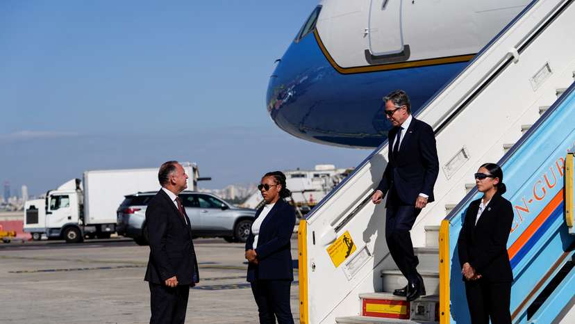 U.S. Secretary of State Antony Blinken arrives in Tel Aviv
