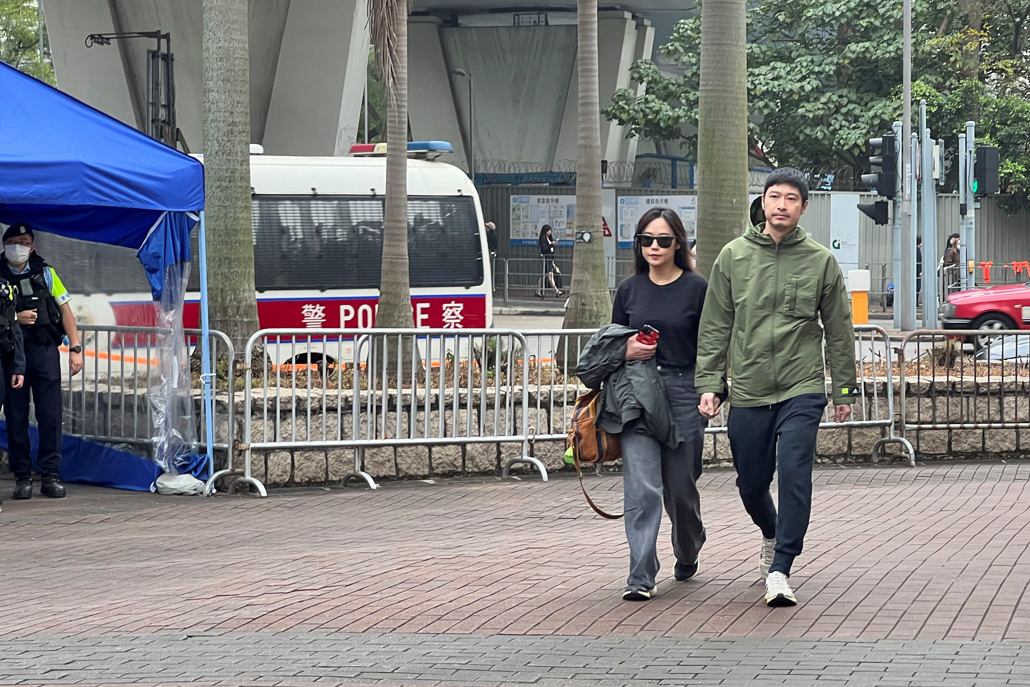 Actor Gregory Wong arrives at the court in Hong Kong