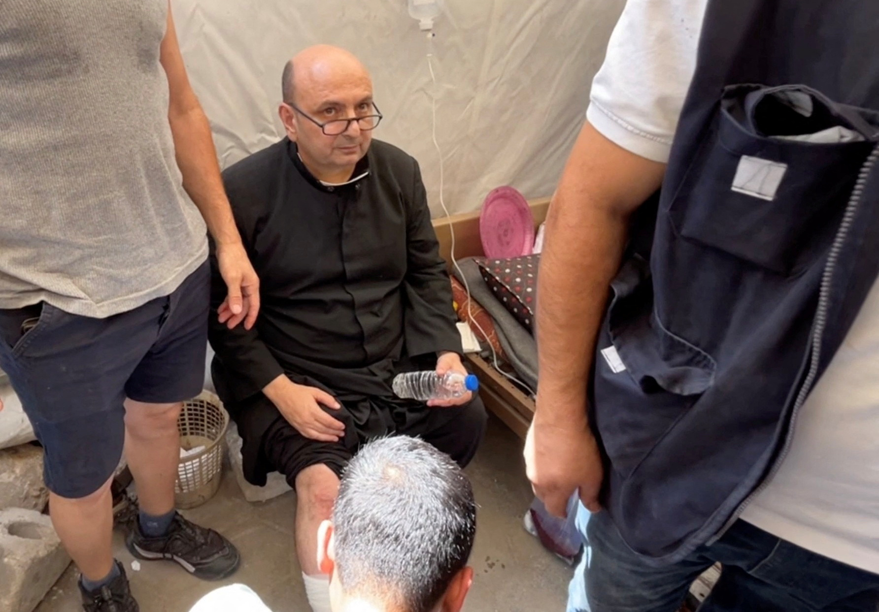 Aftermath of an Israeli strike on the Church of the Holy Family in Gaza City