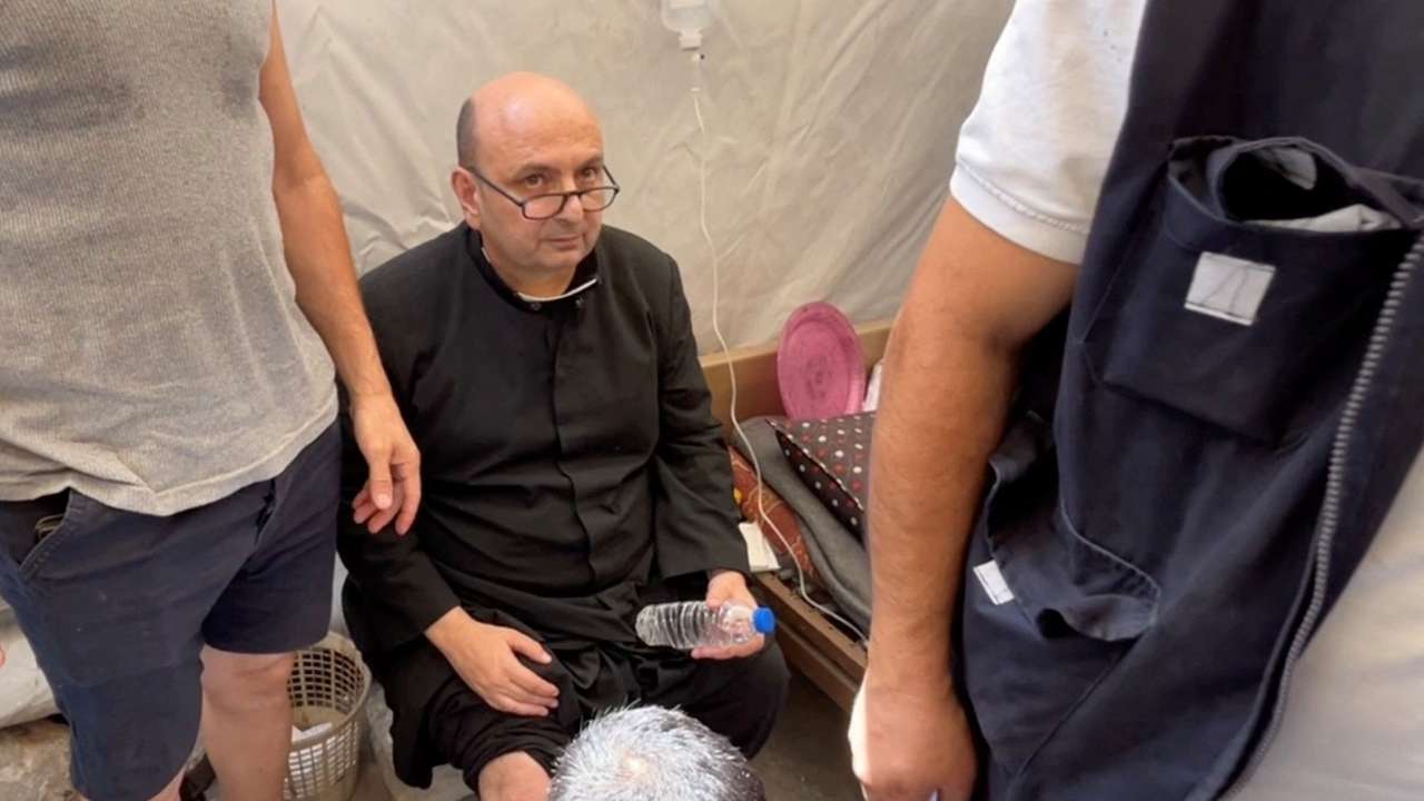 Aftermath of an Israeli strike on the Church of the Holy Family in Gaza City