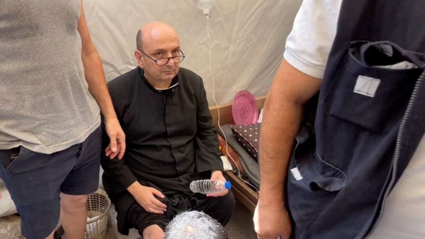 Aftermath of an Israeli strike on the Church of the Holy Family in Gaza City