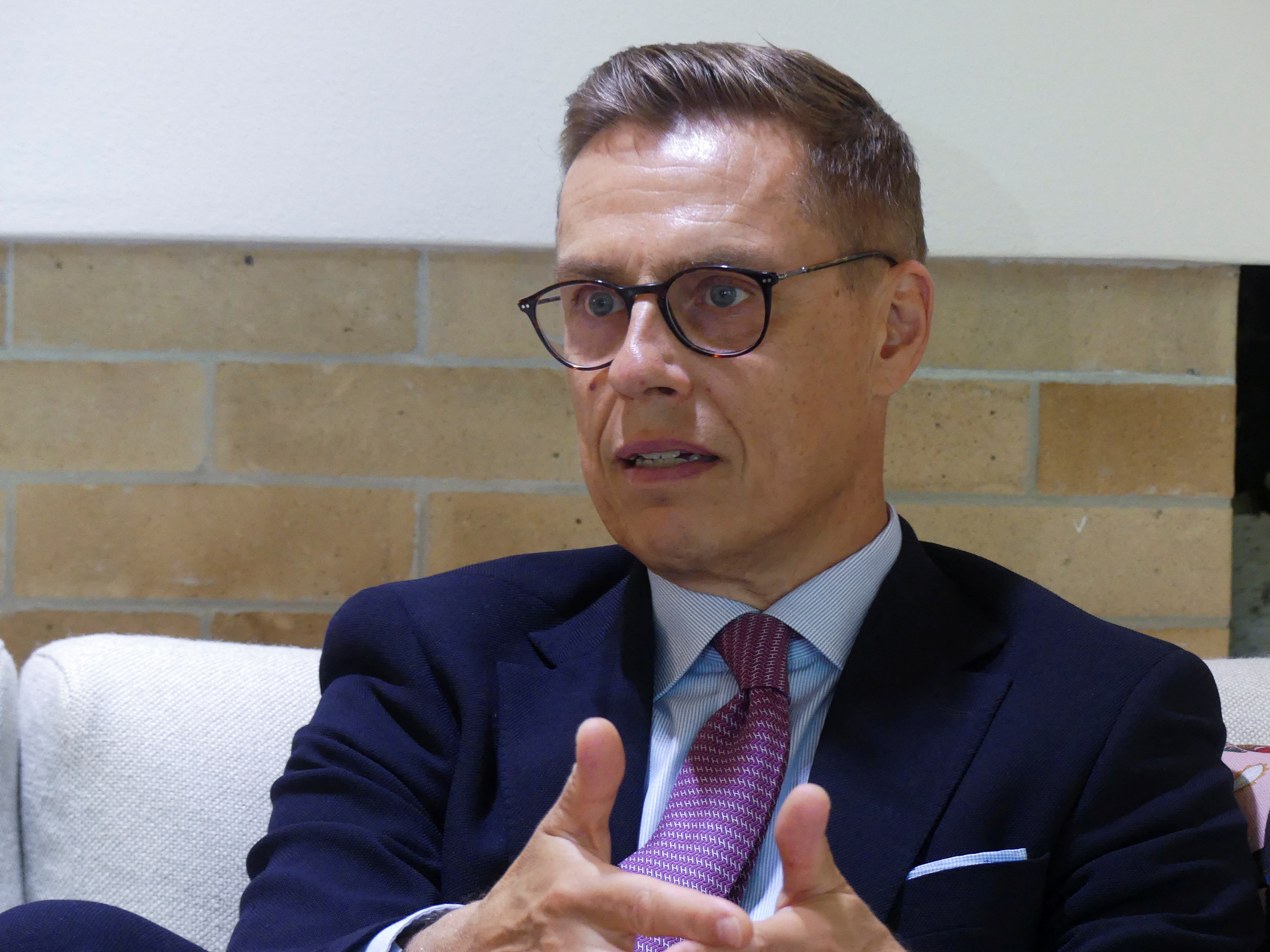 Finland’s President Alexander Stubb speaks during an interview in Helsinki