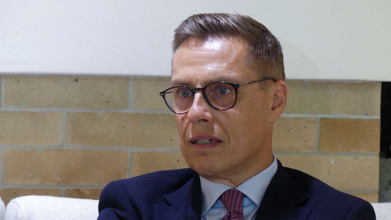 Finland’s President Alexander Stubb speaks during an interview in Helsinki
