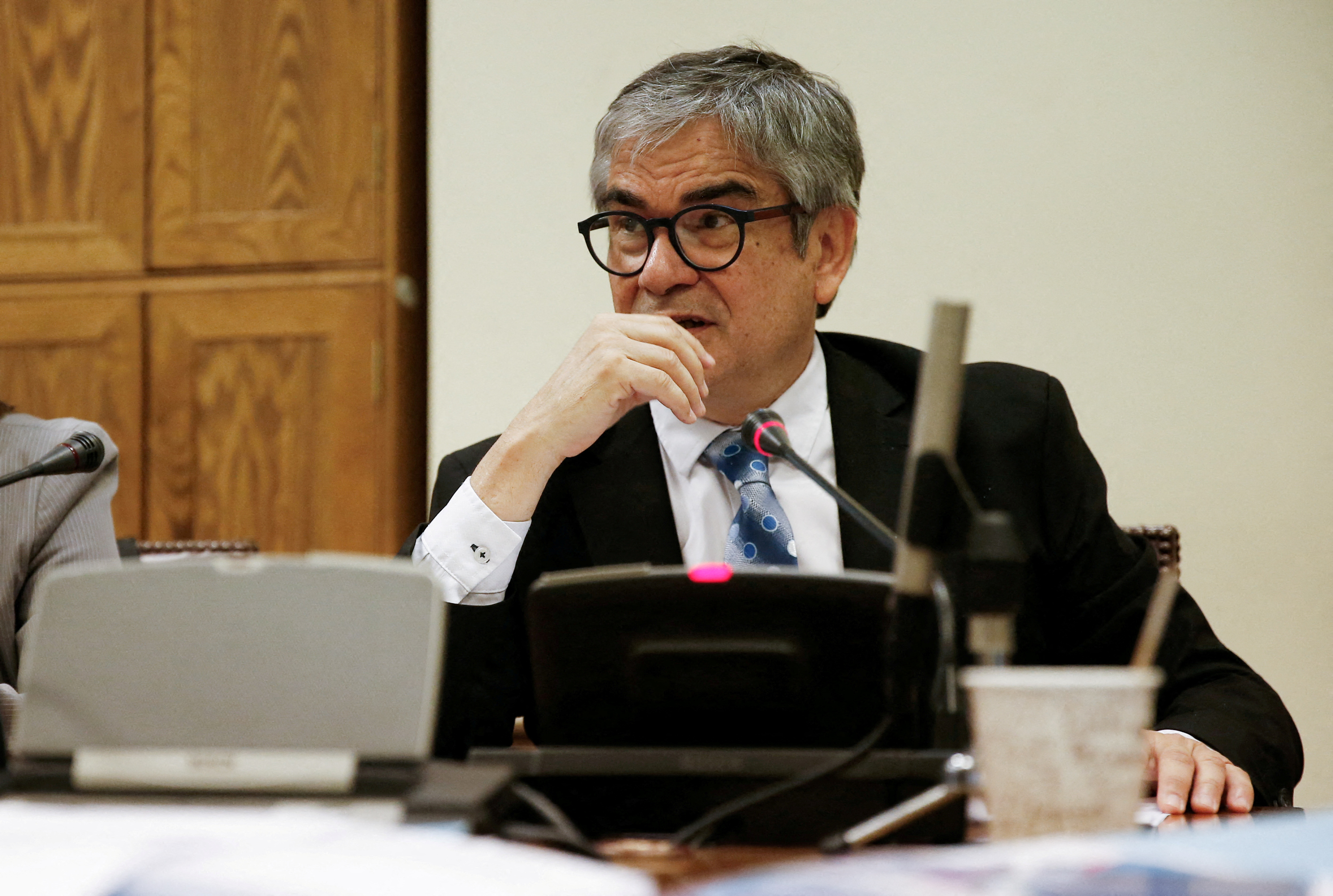FILE PHOTO: Chile's Finance Minister Mario Marcel attends the finance commission of Chile’s Senate vote for the mining royalty bill at the congress, in Valparaiso