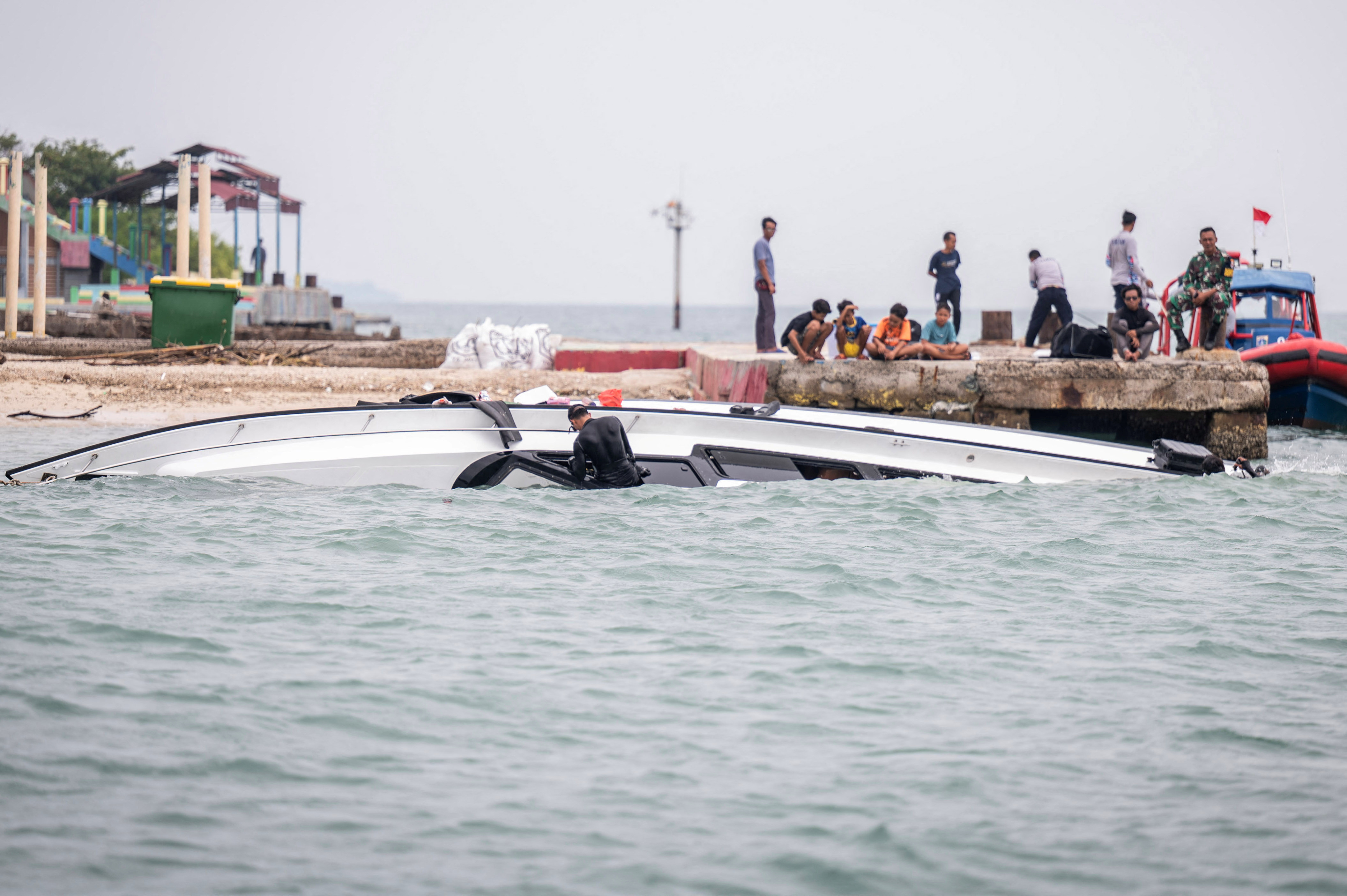 Operation after Pari Kudus passenger boat capsized near the Kepulauan Seribu area, in Jakarta