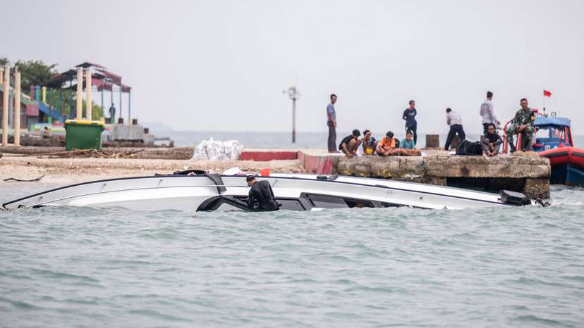 Operation after Pari Kudus passenger boat capsized near the Kepulauan Seribu area, in Jakarta