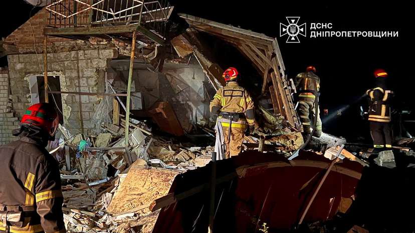 Aftermath of a Russian drone strike in Dnipropetrovsk region