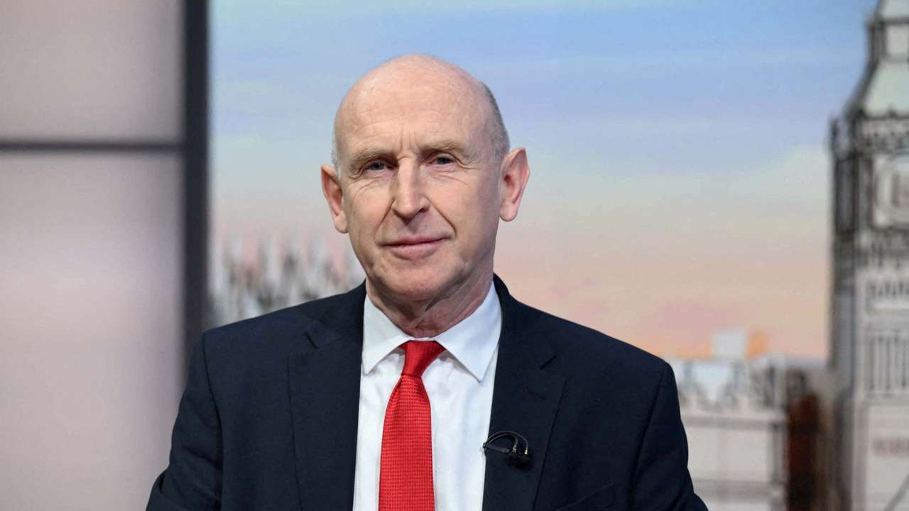 Britain's Defence Secretary John Healey appears on the BBC's programme, Sunday with Laura Kuenssberg in London