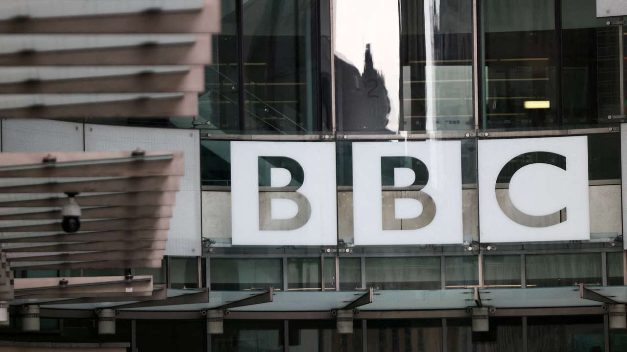 FILE PHOTO: The BBC logo outside the BBC Broadcasting House in London
