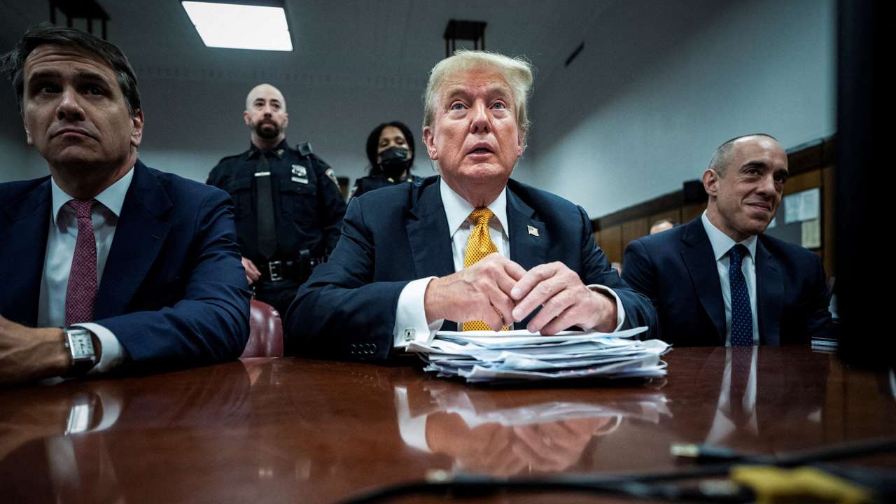 FILE PHOTO: Former U.S. President Trump's criminal trial on charges of falsifying business records continues in New York