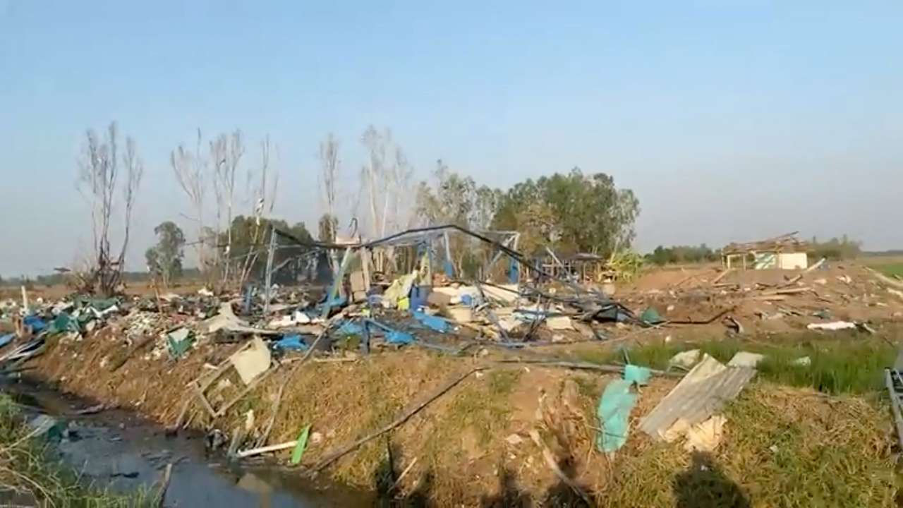 Aftermath of a firework factory explosion in Suphanburi province