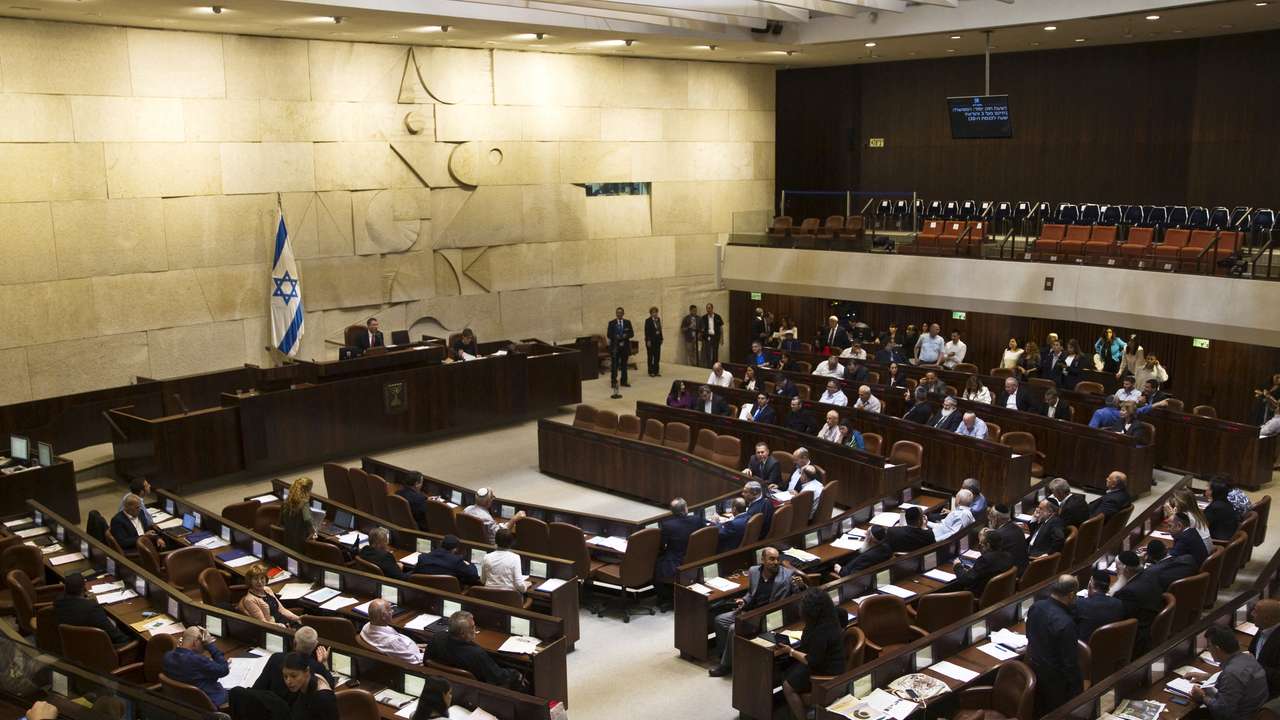 FILE PHOTO: A general view shows the plenum during a session at the Knesset, the Israeli parliament, in Jerusalem