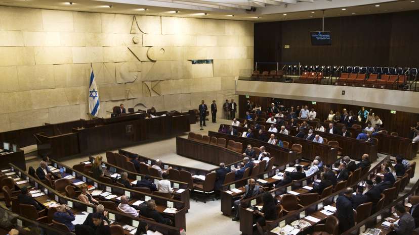 FILE PHOTO: A general view shows the plenum during a session at the Knesset, the Israeli parliament, in Jerusalem