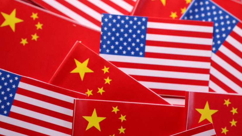 FILE PHOTO: Illustration shows U.S. and Chinese flags