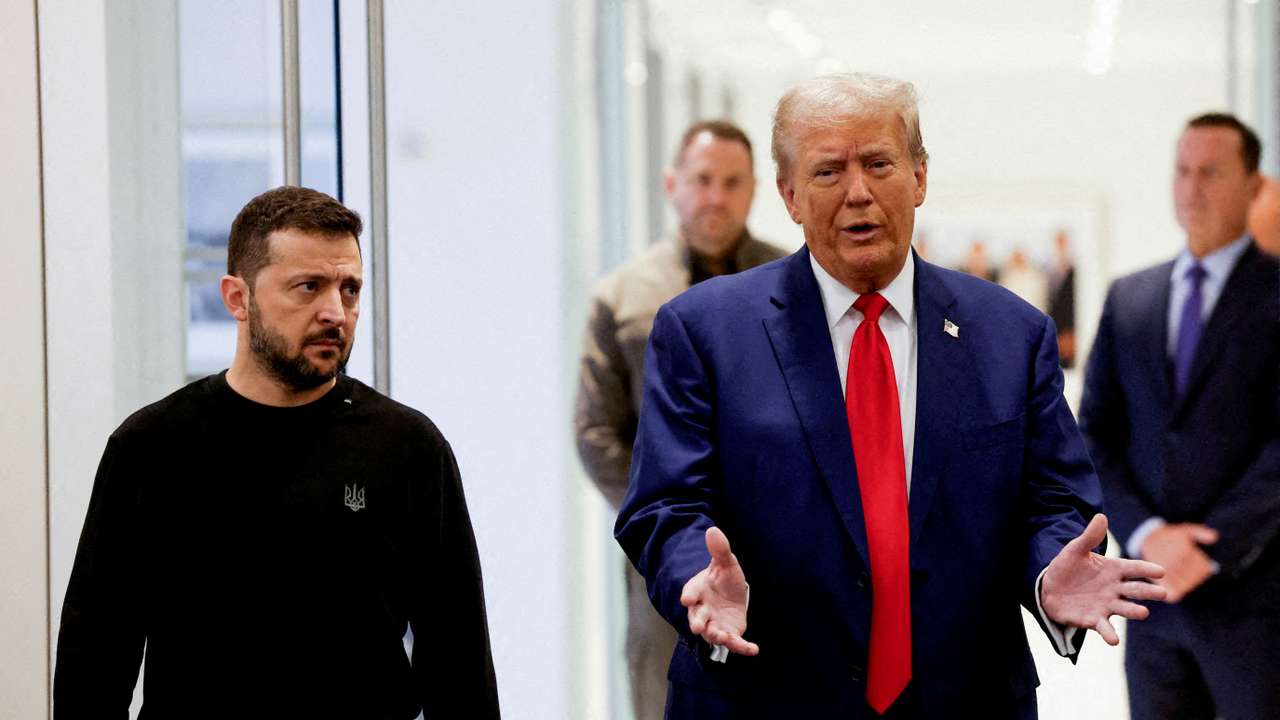 FILE PHOTO: Donald Trump and Ukraine's President Volodymyr Zelenskiy meet in New York