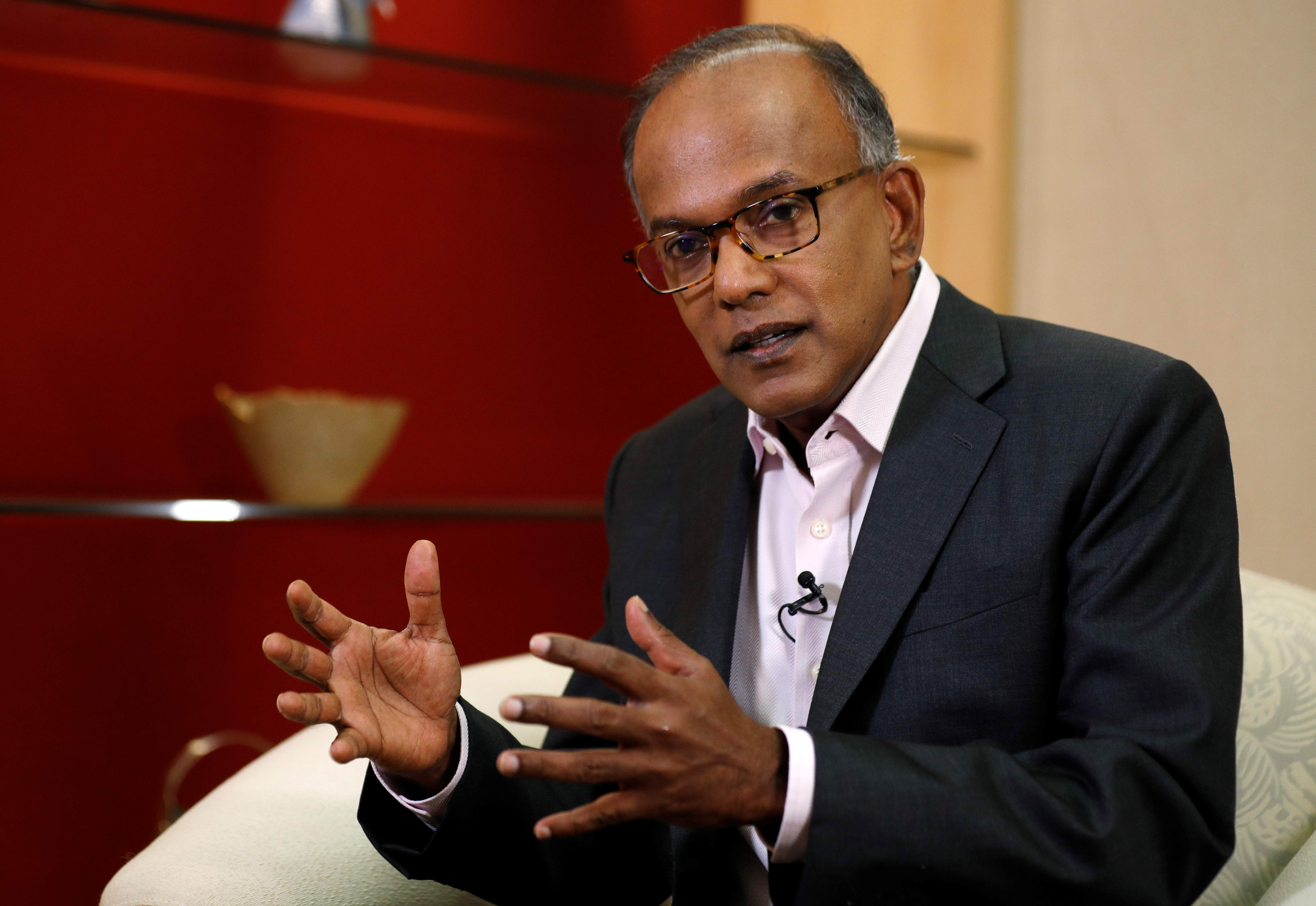 Singapore's Law Minister K. Shanmugam speaks to Reuters in Singapore