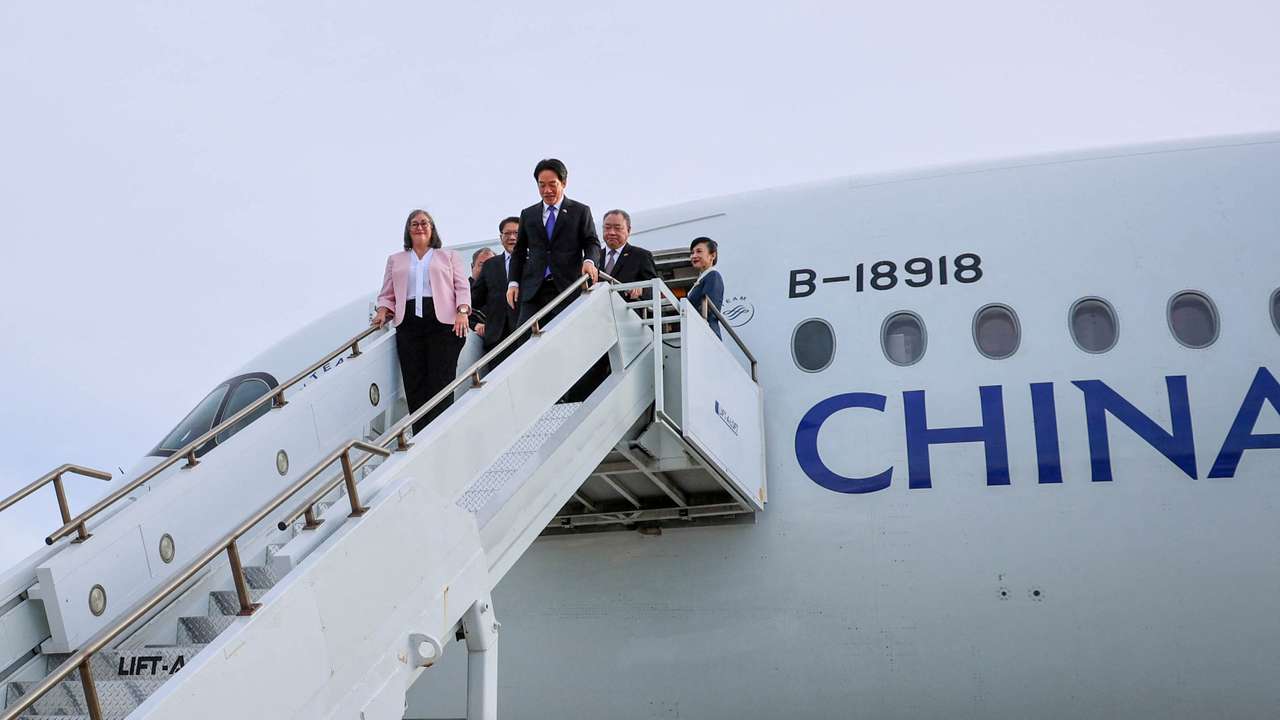Hawaii Governor Josh Green greets Taiwan's President Lai Ching-te on his arrival in Honolulu