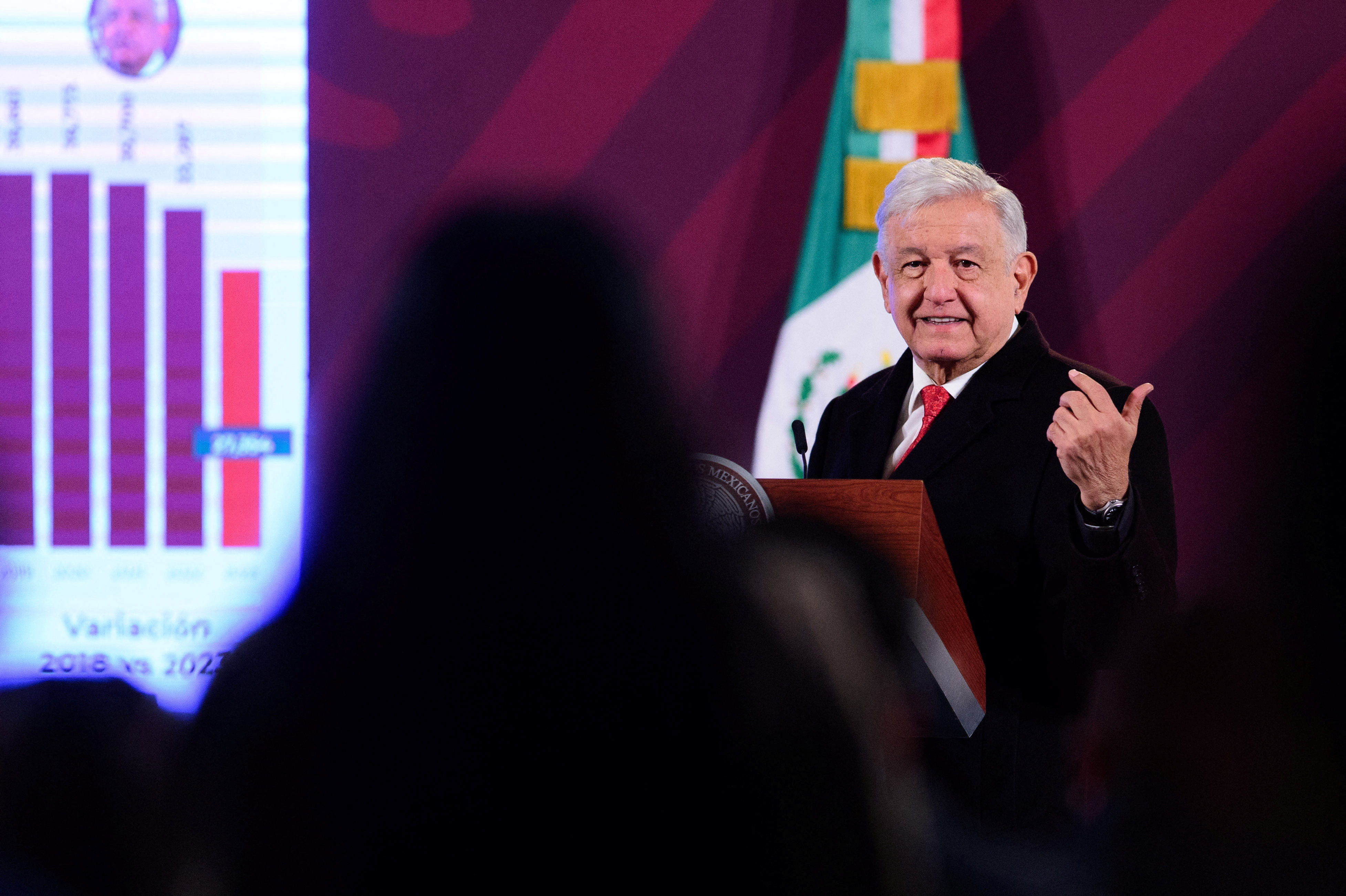 Mexican President holds regular press conference, in Mexico City