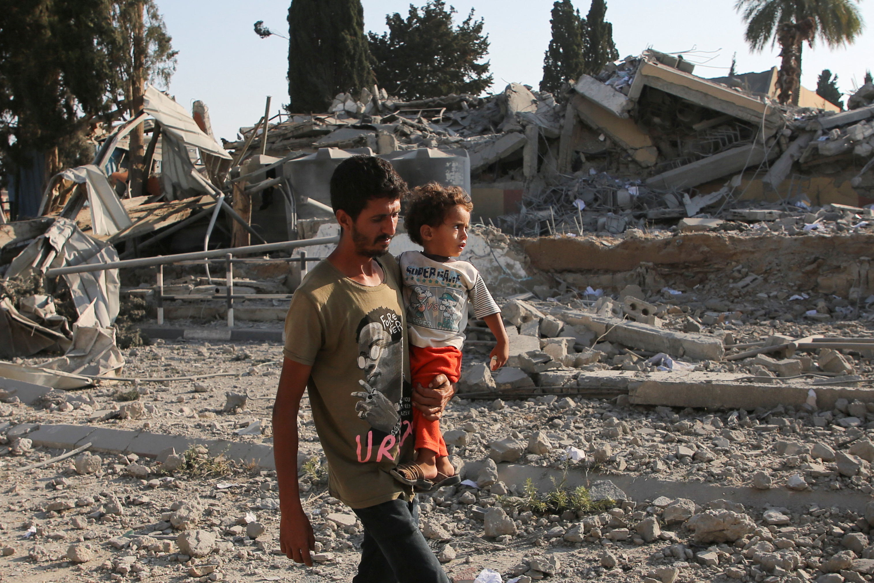 Aftermath of an Israeli strike on a school sheltering displaced people, in Khan Younis in the southern Gaza Strip
