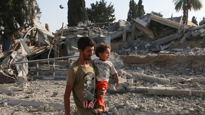 Aftermath of an Israeli strike on a school sheltering displaced people, in Khan Younis in the southern Gaza Strip