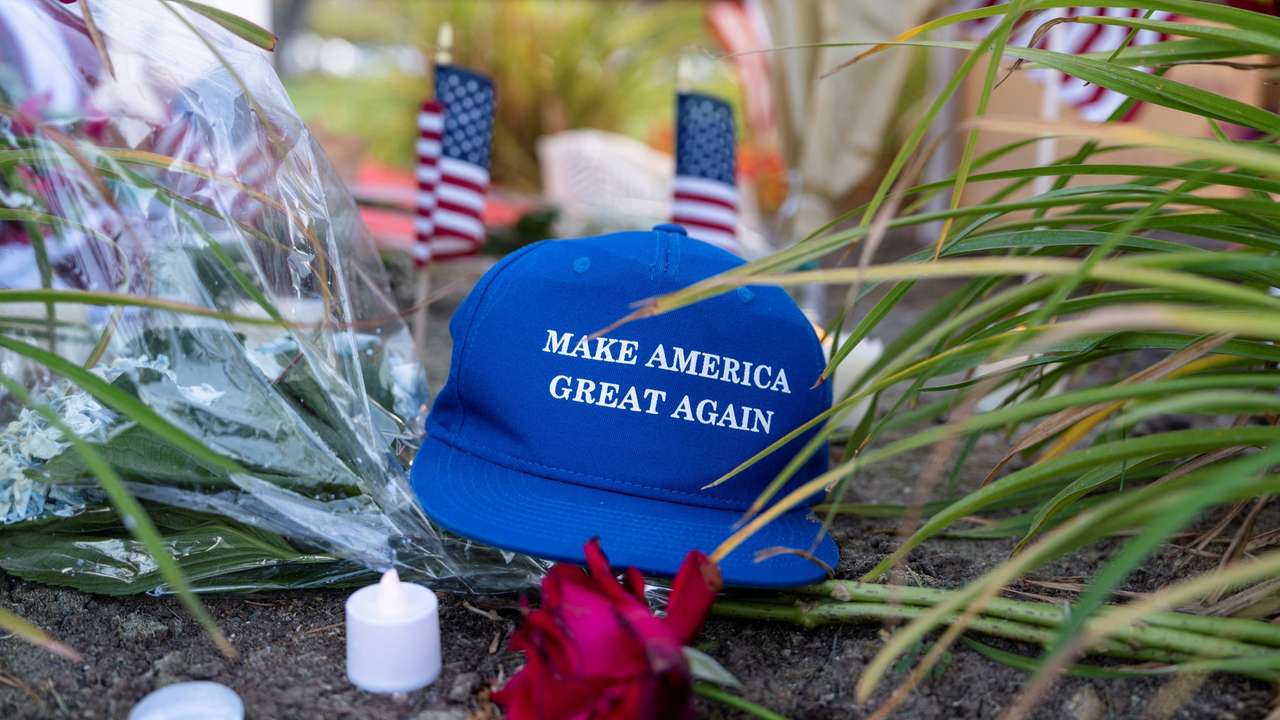 Makeshift memorial for U.S. right-wing activist Charlie Kirk outside of Timpanogos Regional Hospital, in Orem