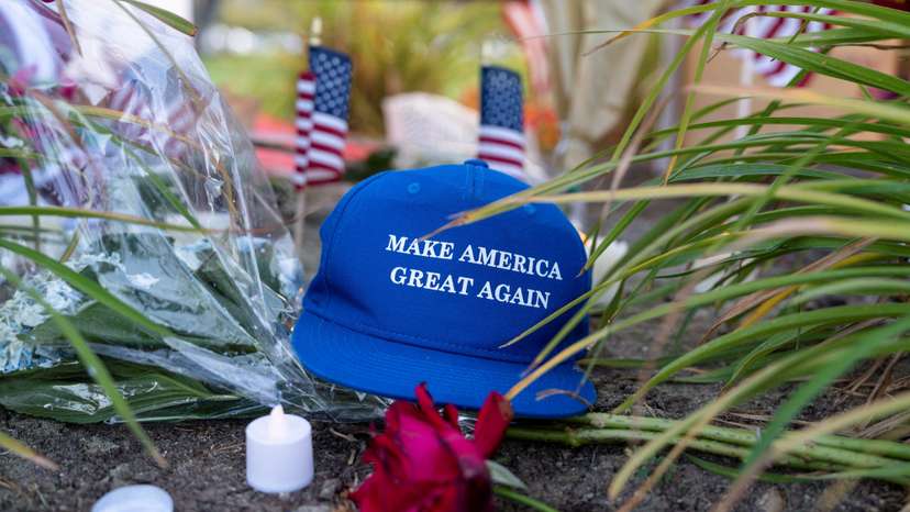 Makeshift memorial for U.S. right-wing activist Charlie Kirk outside of Timpanogos Regional Hospital, in Orem