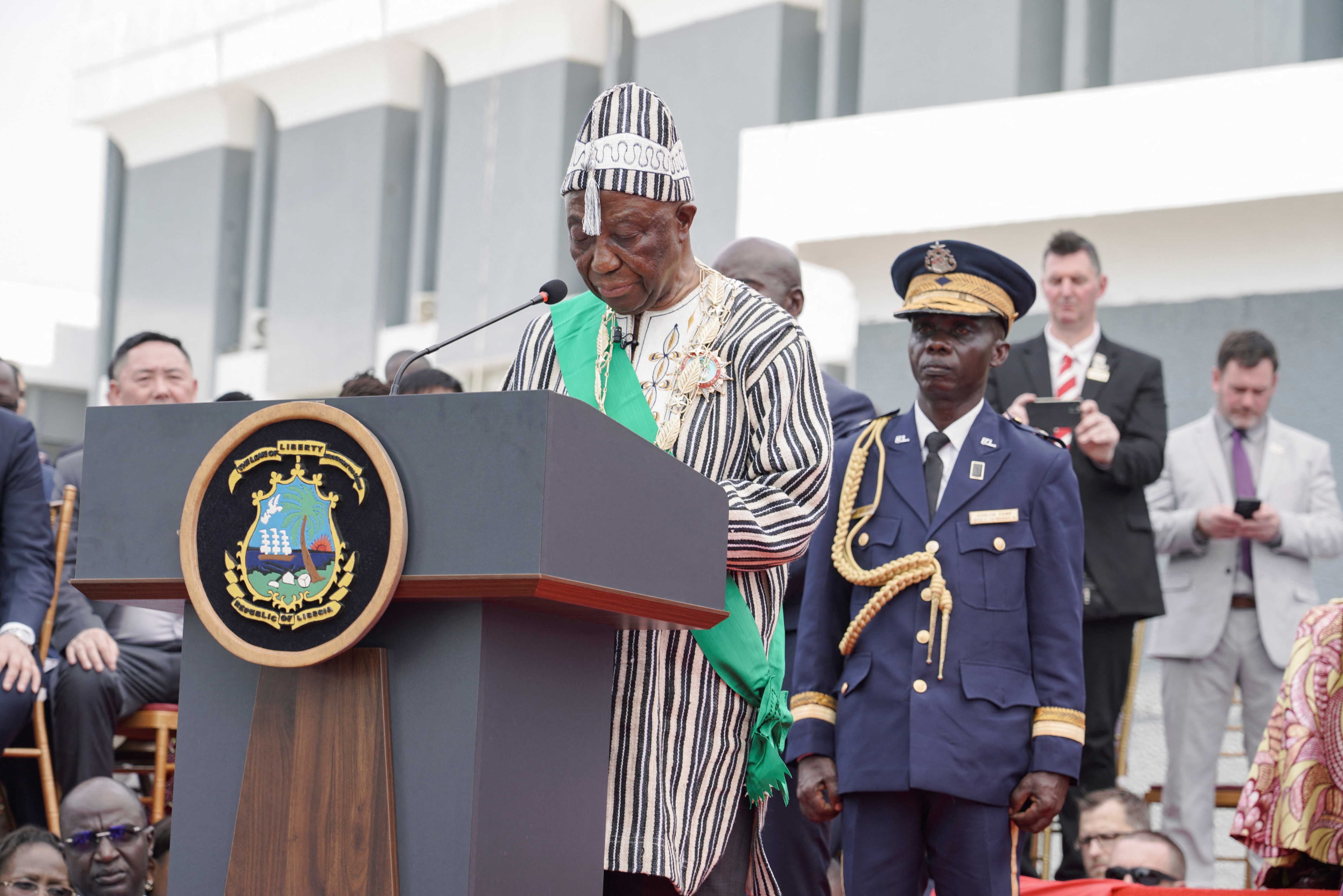 Liberia's new President Joseph Boakai attends his swearing-in ceremony in Monrovia