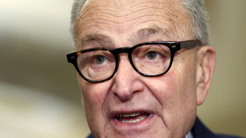 Schumer speaks to reporters at the Capitol in Washington