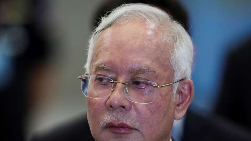 Former Malaysian PM Najib Razak speaks during a news conference at the Federal Court in Putrajaya
