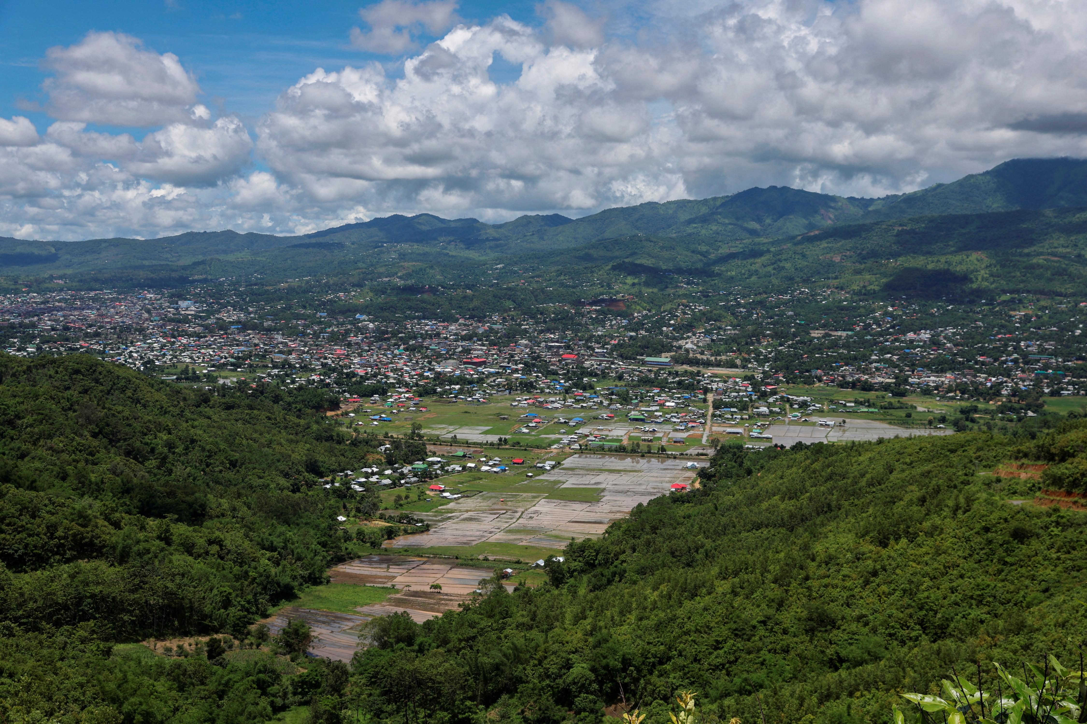 An aerial view of Churachandpur district