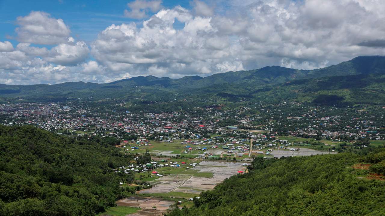 An aerial view of Churachandpur district