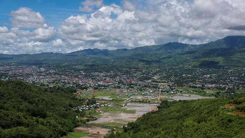An aerial view of Churachandpur district