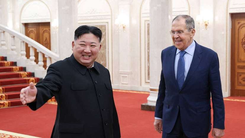 North Korean leader Kim Jong Un meets with Russian Foreign Minister Sergei Lavrov in Pyongyang
