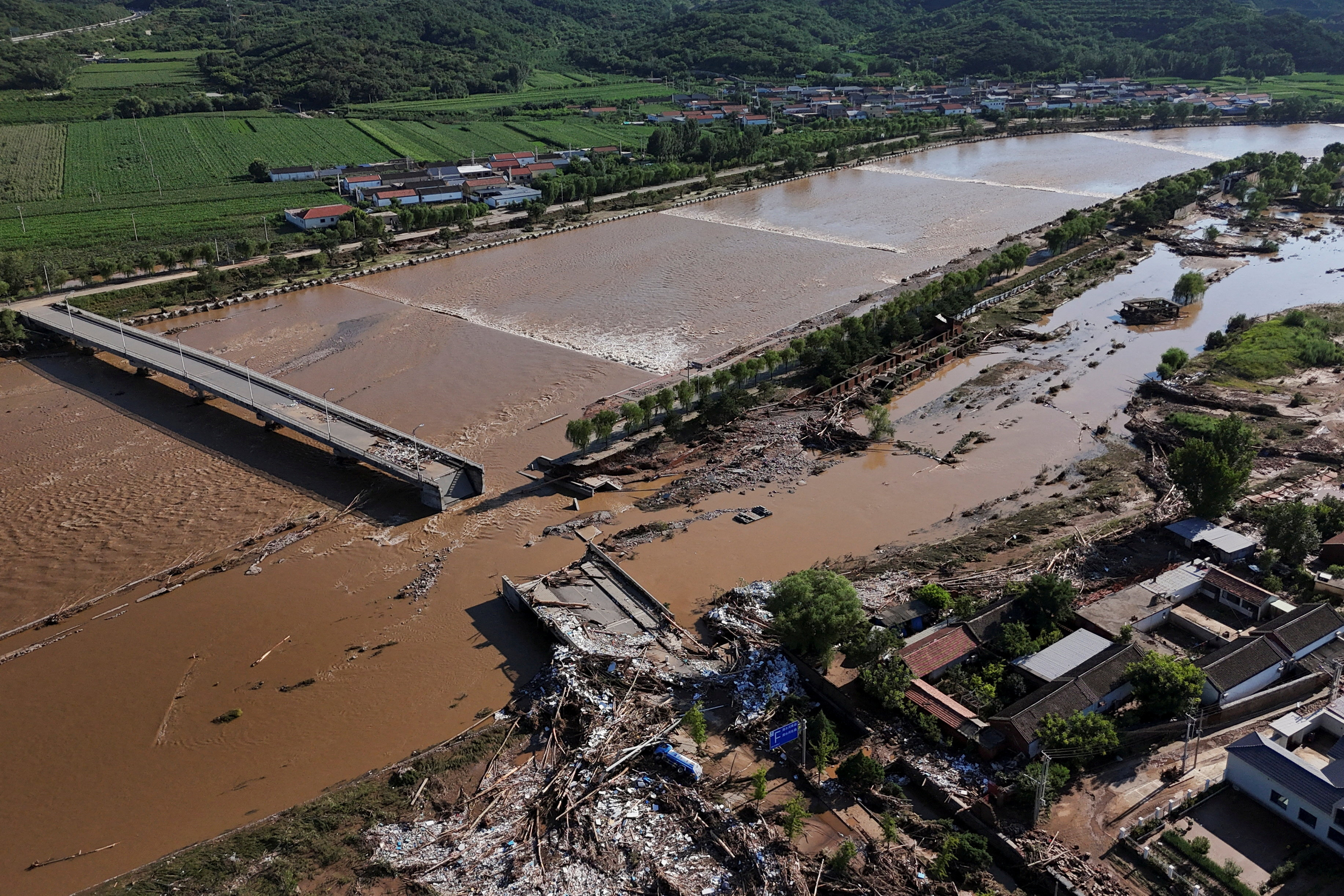FILE PHOTO: Heavy rainfall aftermath in Miyun district of Beijing