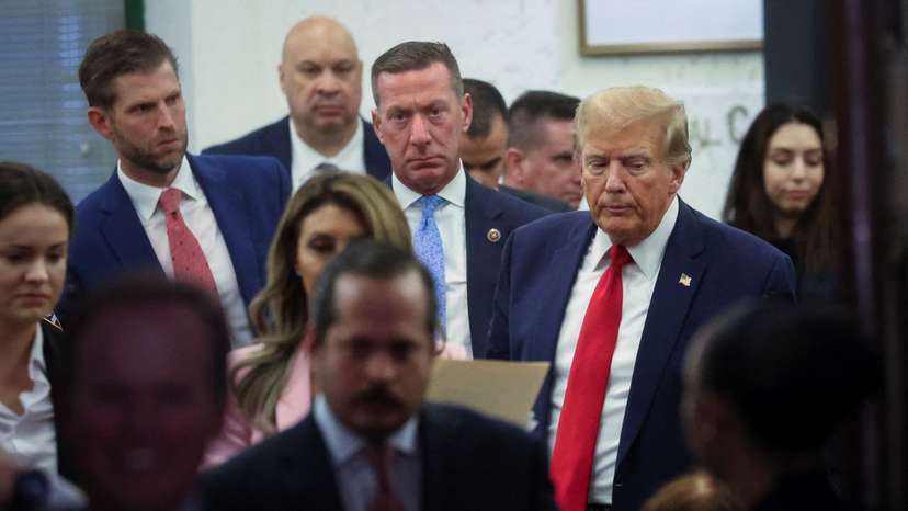 Former U.S. President Donald Trump attends the Trump Organization civil fraud trial, in New York