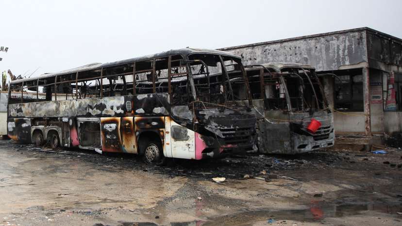 Aftermath of the demonstration following a general election marred by violent demonstrations over the exclusion of two leading opposition candidates, at Manzese in Dar es Salaam