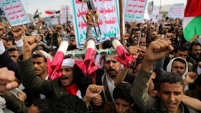 FILE PHOTO: Thousands rally in Sanaa in support of Palestinians undeterred by U.S. strikes