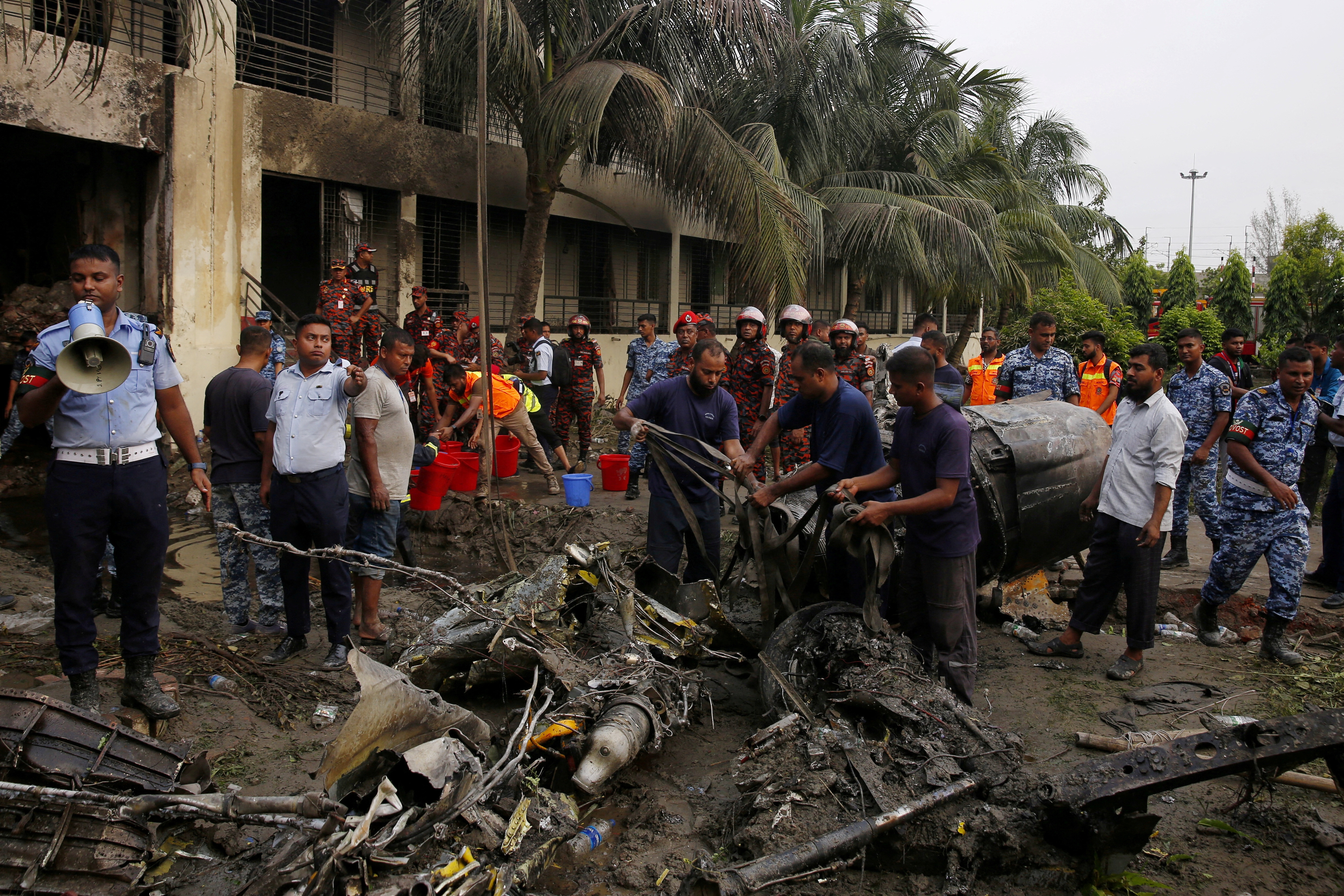Air Force training aircraft crashed into Milestone College campus, in Dhaka