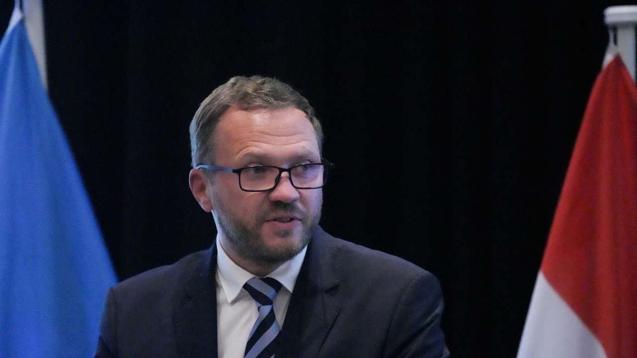 FILE PHOTO: Estonian Minister of Foreign Affairs Margus Tsahkna delivers remarks at event in New York, U.S.