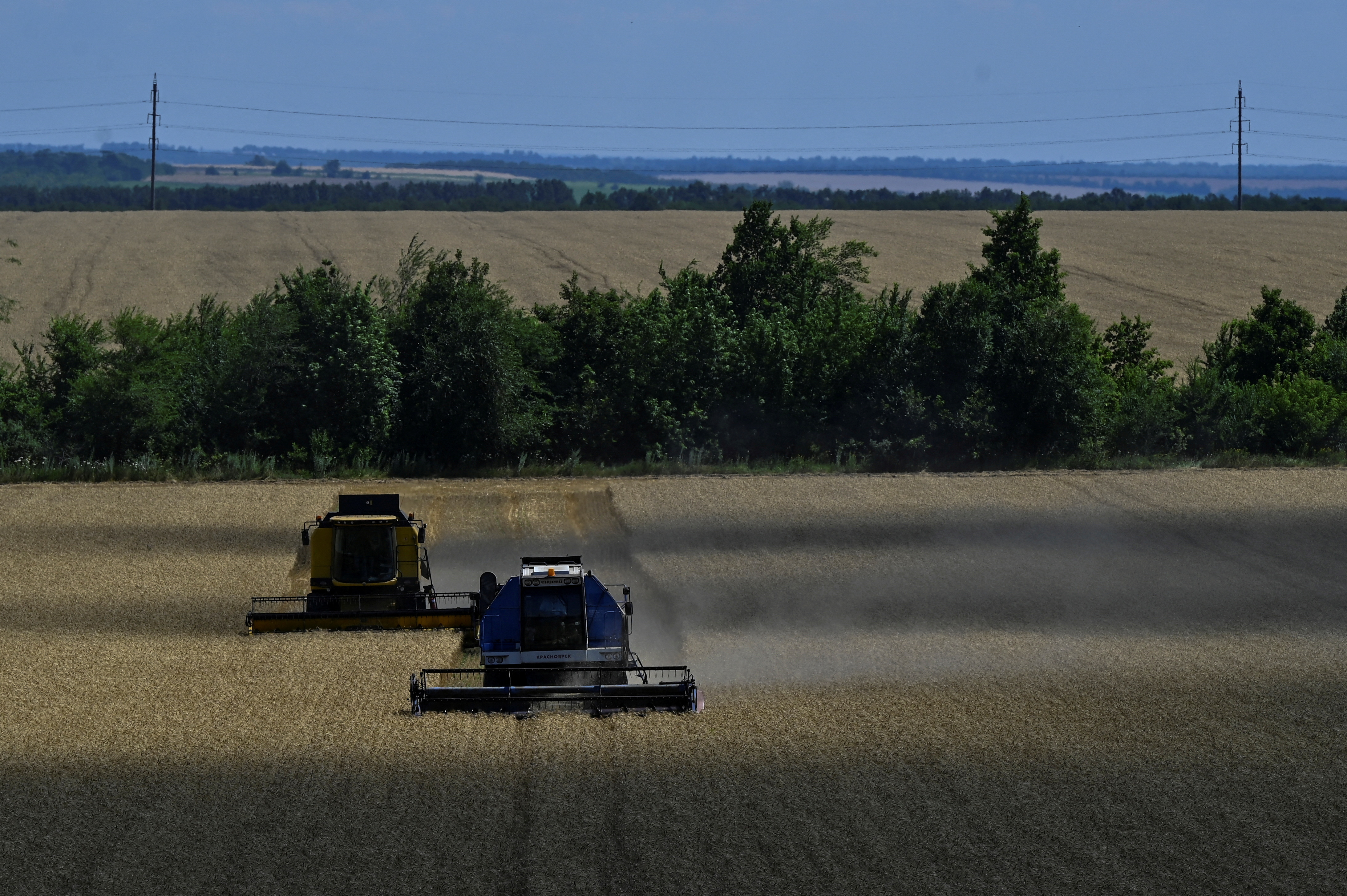 FILE PHOTO: Wheat harvesting in Zaporizhzhia region of Ukraine