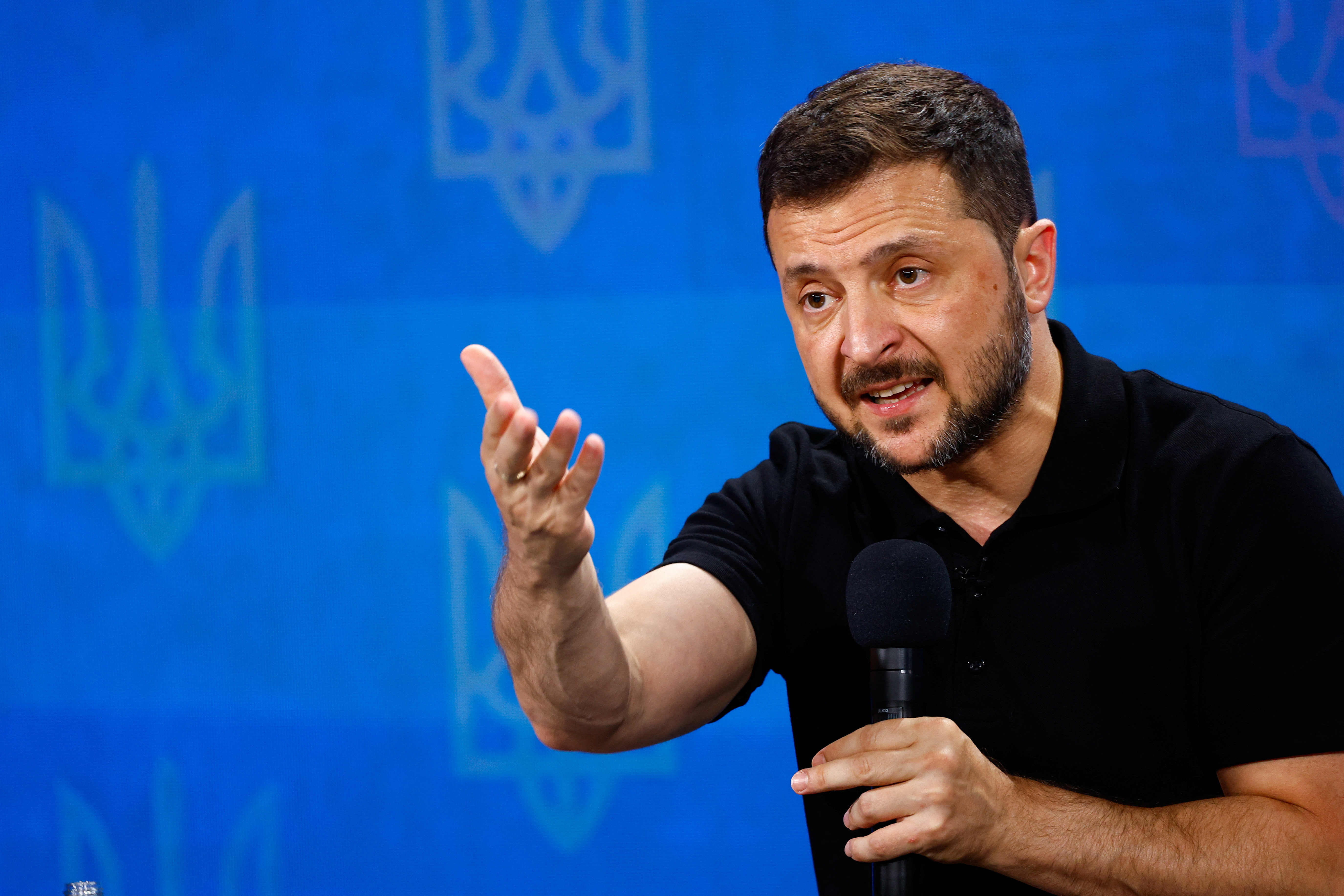Ukraine's President Zelenskiy holds a press conference, in Kyiv