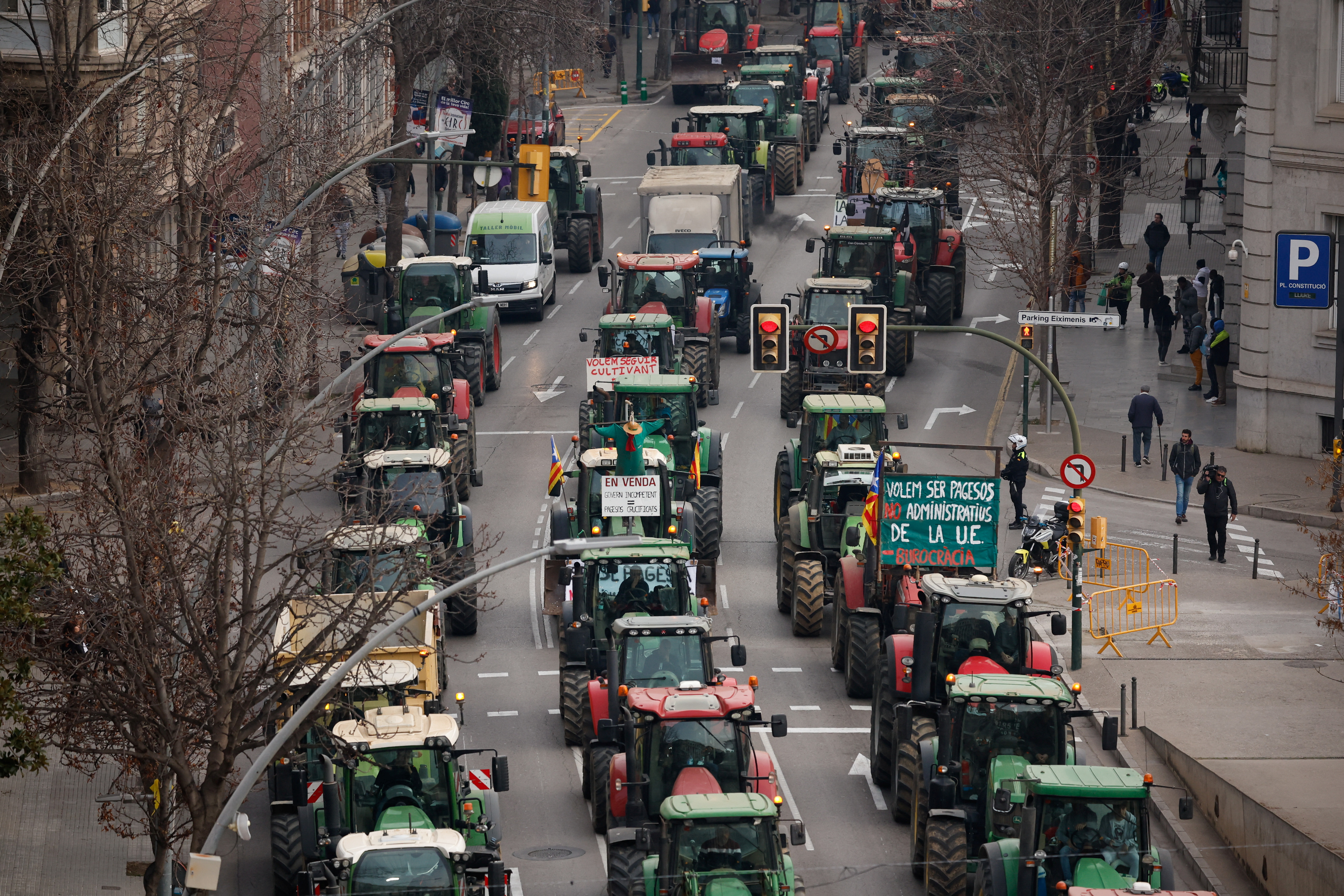 Spanish farmers' protests against rising costs, green rules, in Girona