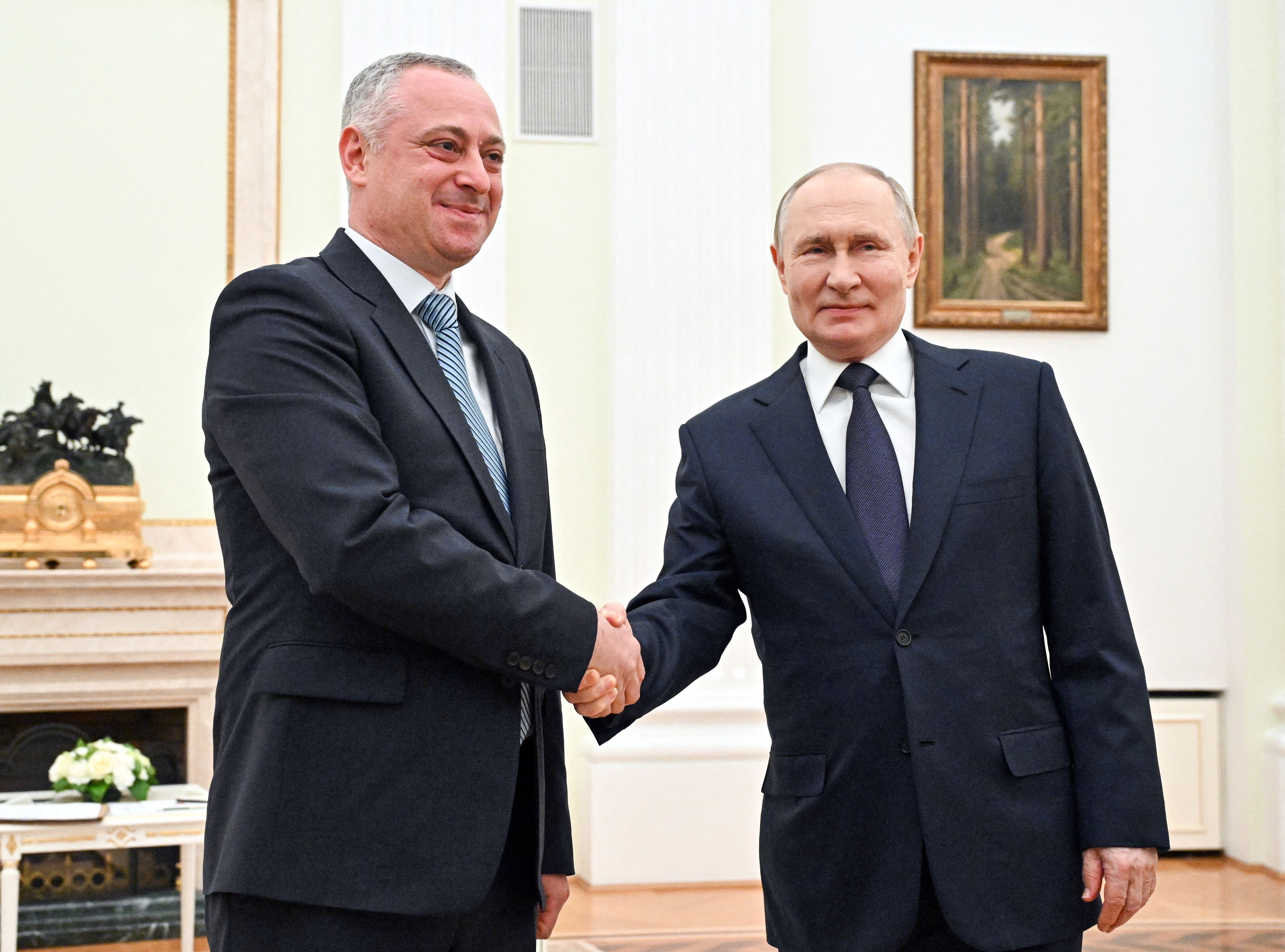 Russia's President Putin meets new President of Georgia's breakaway region of Abkhazia, Gunba, in Moscow