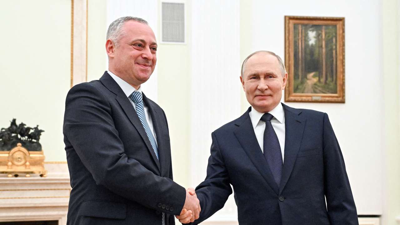 Russia's President Putin meets new President of Georgia's breakaway region of Abkhazia, Gunba, in Moscow