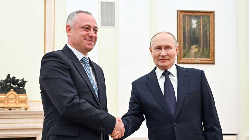 Russia's President Putin meets new President of Georgia's breakaway region of Abkhazia, Gunba, in Moscow