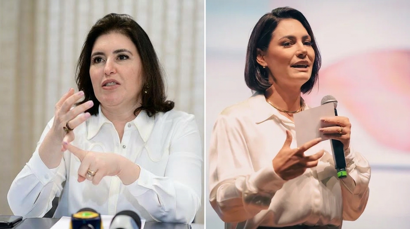 Simone Tebet (PSB) e Michelle Bolsonaro (PL); ambas pontuam bem nas pesquisas para o Senado.