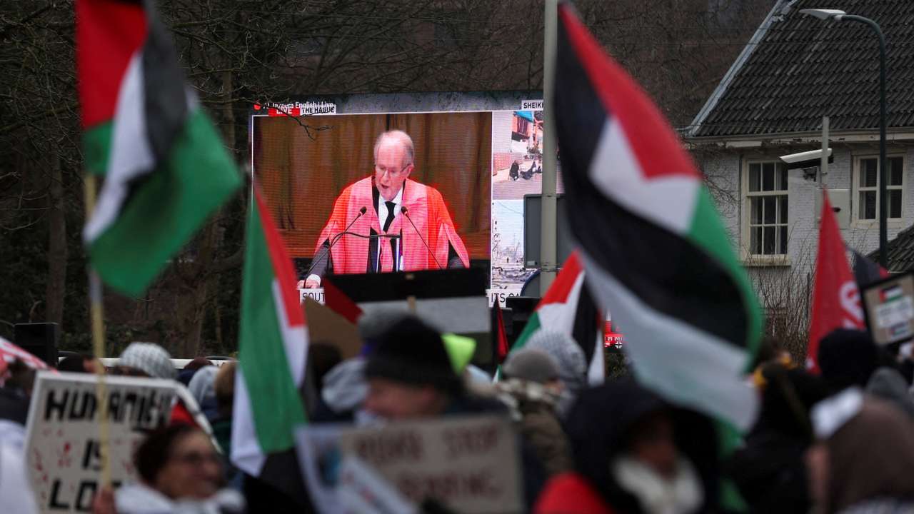 Protests near the ICJ in the Hague as Israel and South Africa face each other in Gaza genocide case