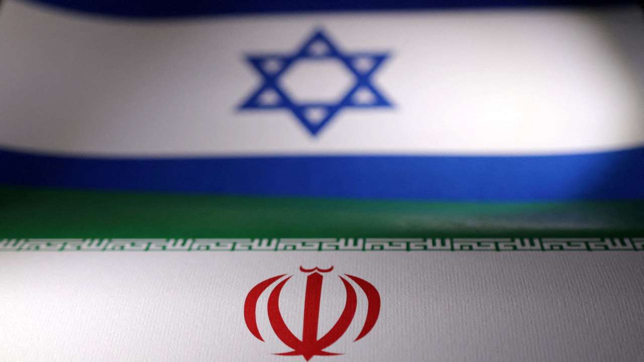 FILE PHOTO: Illustration shows Israeli and Iranian flags